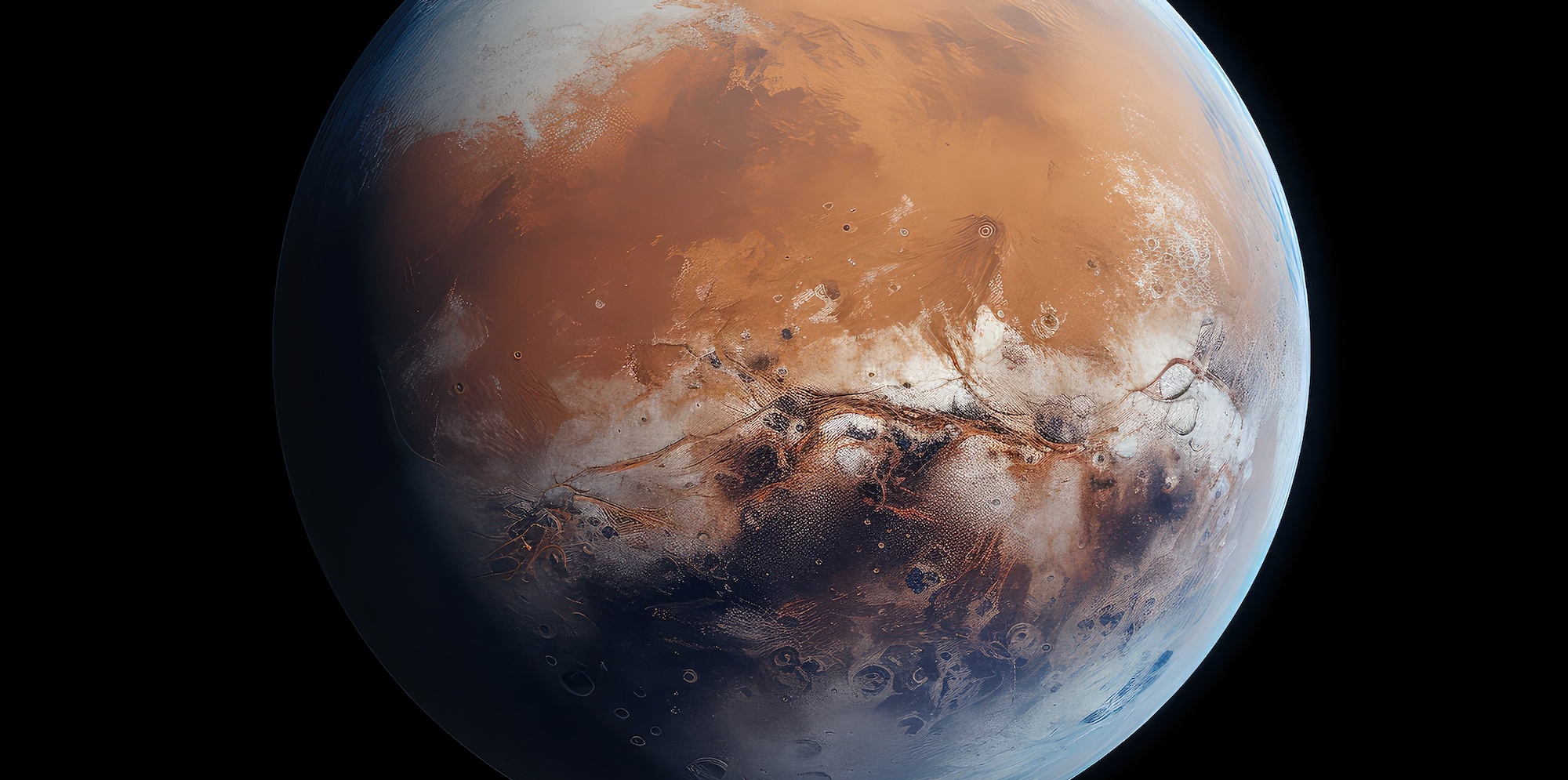 La Nasa a produit une carte présentant la distribution de la glace d'eau dans le sous-sol de Mars. © sevector, Adobe Stock