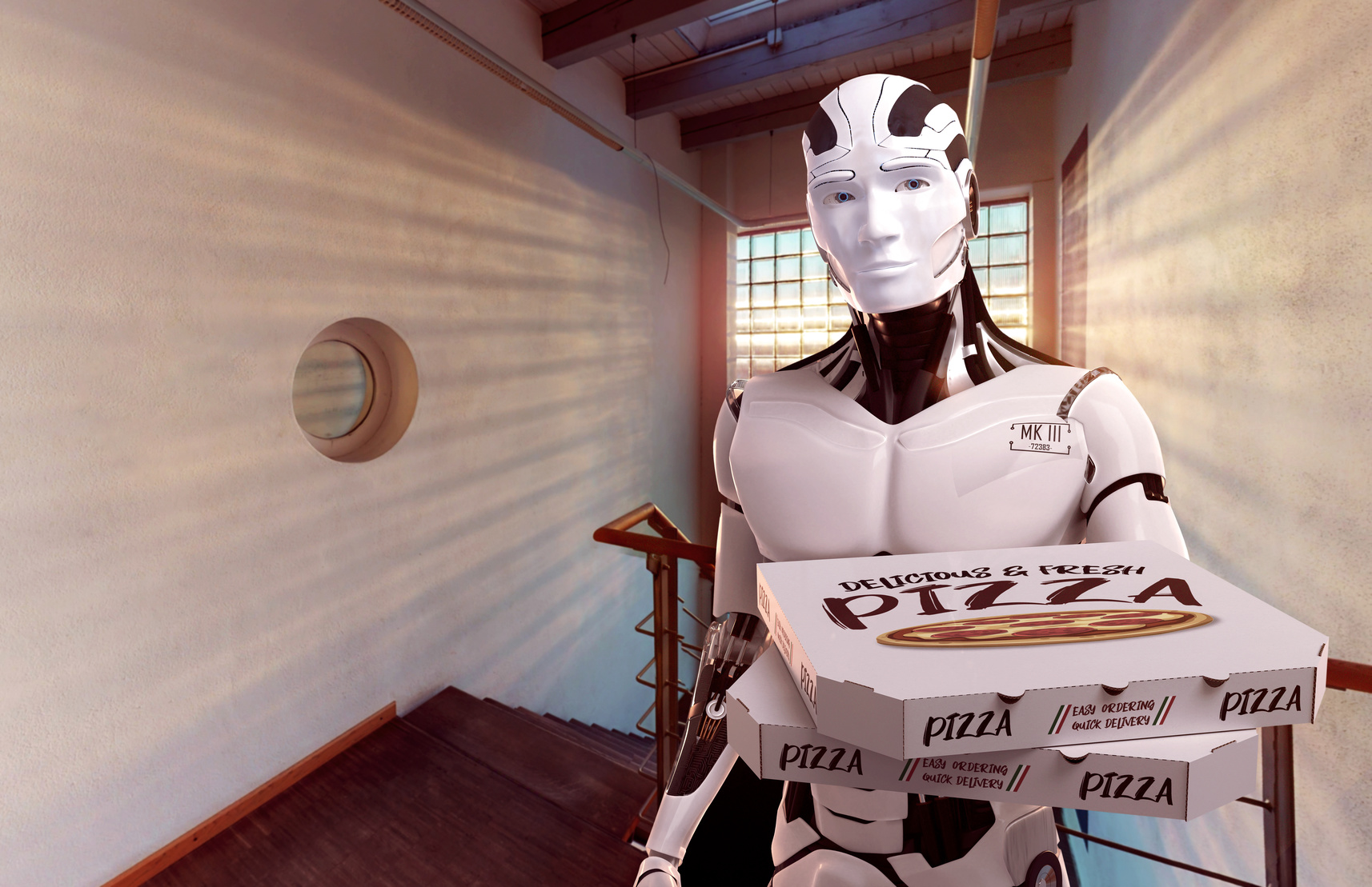 Le robot Pazzi travaille dans une cuisine transparente pour que les clients puissent suivre la fabrication de leur pizza. © Fotomek, Fotolia