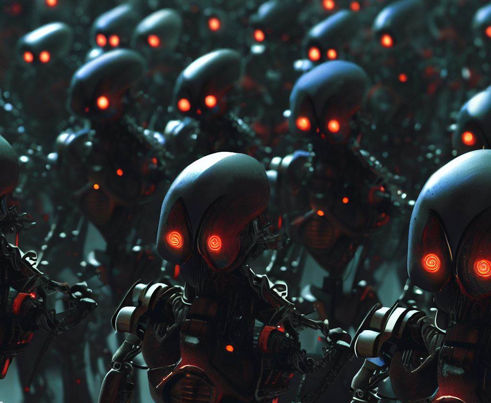 Une armée massive de robots tueurs. C’est ce que souhaite créer l’US Army. © Sylvain Biget, Bing Image Creator