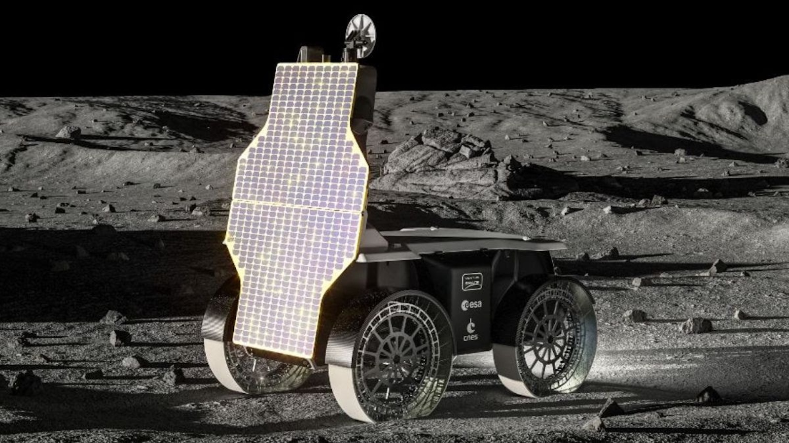 Vue d'artiste du rover Mona Luna (référence à Mona Lisa de De Vinci). Design Sacha Lakic. © Venturi