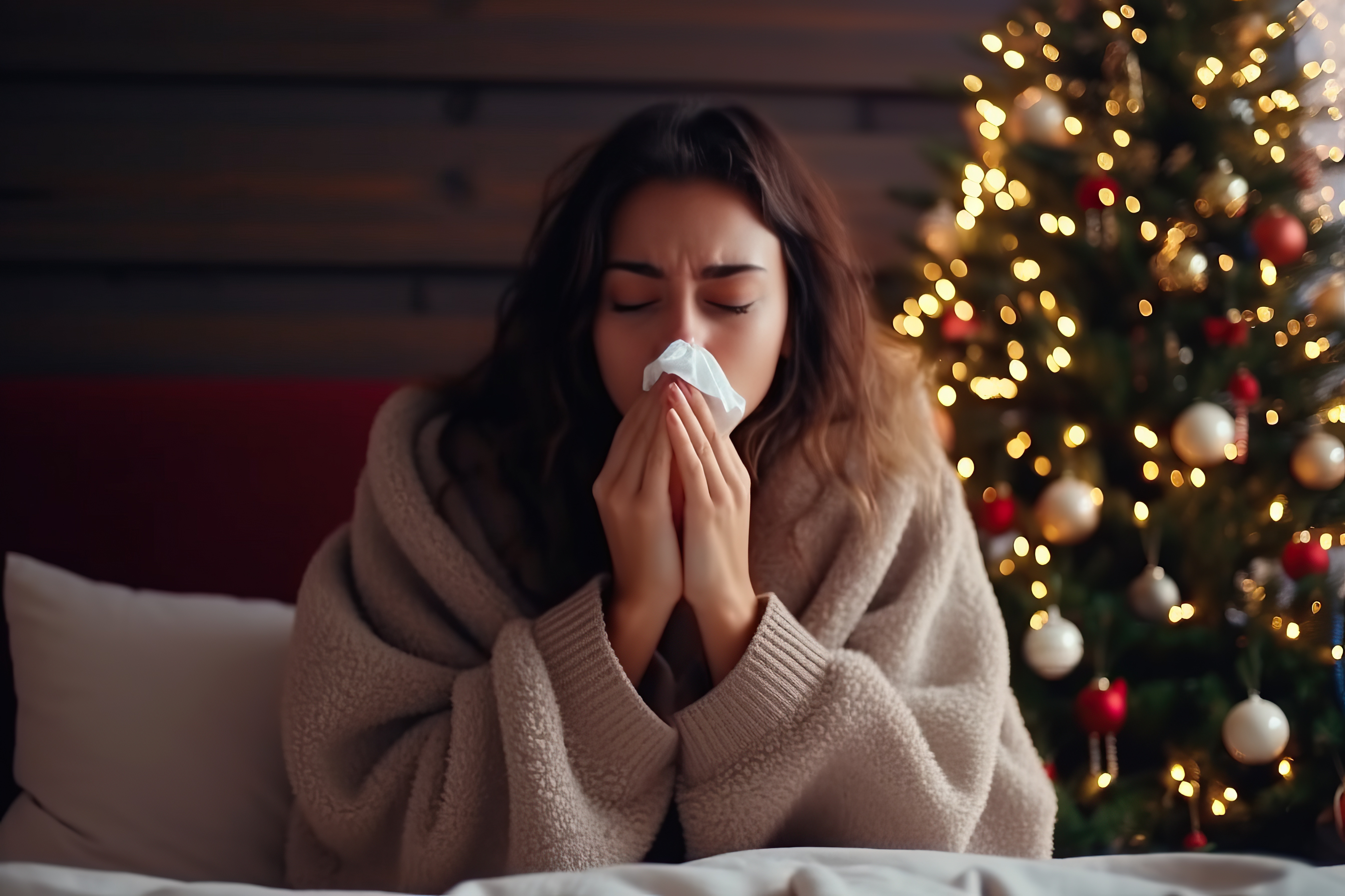 Ces problèmes de santé sont déclenchés par les allergènes qui résident normalement dans les arbres de Noël vivants. © nnattalli, Adobe Stock