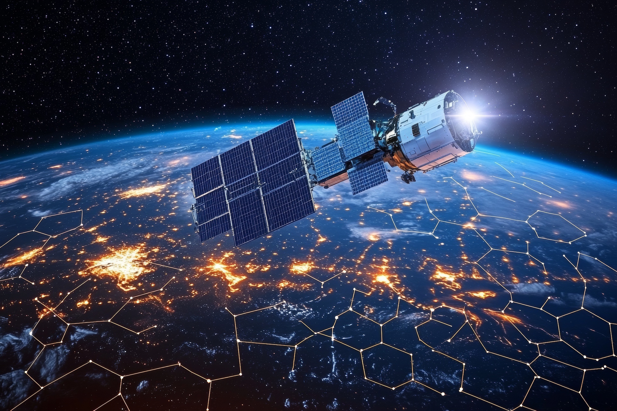La protection des infrastructures spatiales doit donc être une priorité absolue. © App, Adobe Stock (image générée avec IA)