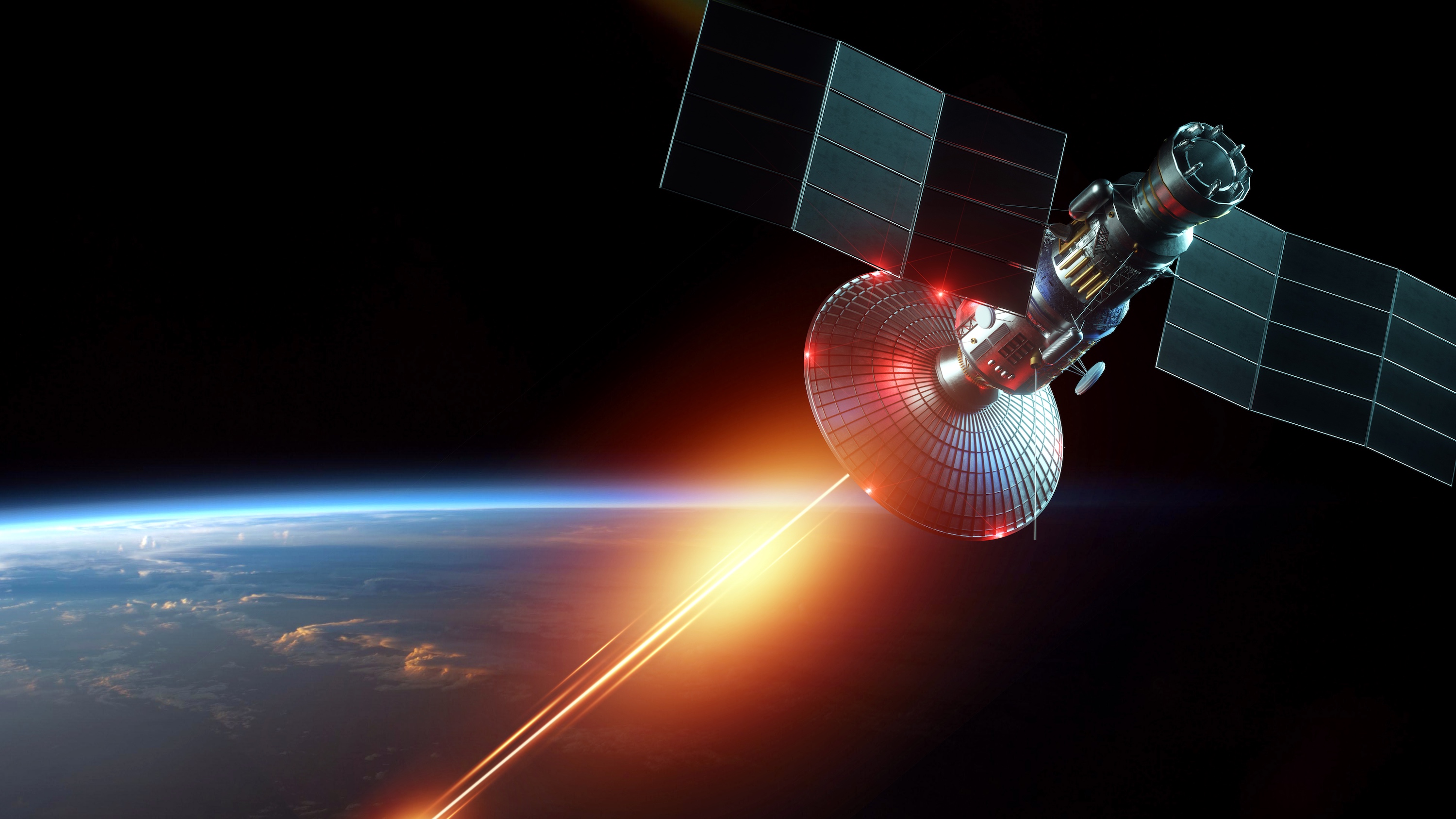 Illustration d'un satellite armé d'un laser. © Aliaksandr Marko, Adobe Stock