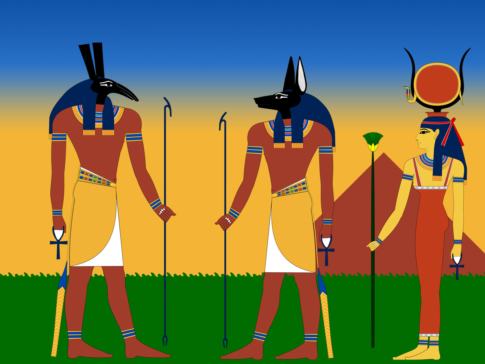 Seth, Anubis, Hathor Egypte