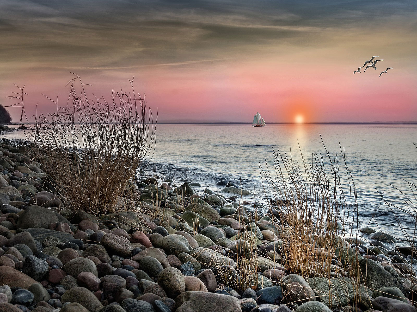 Coucher de soleil en mer Baltique