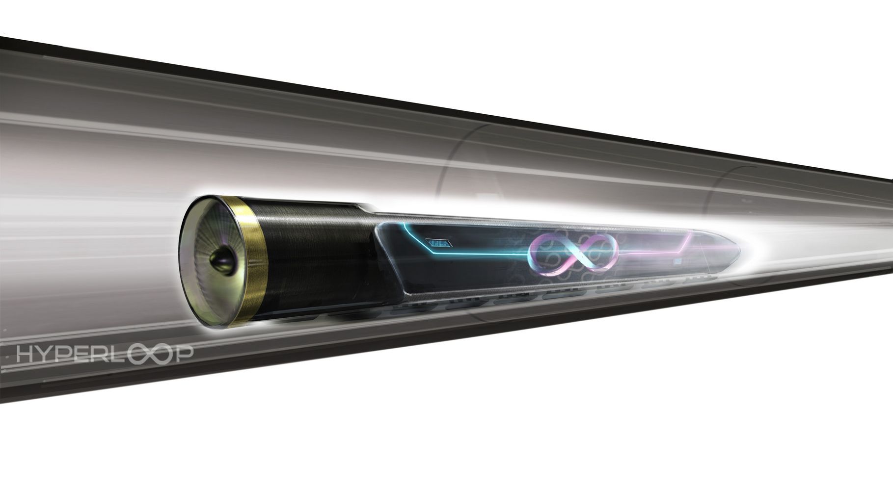 Le train ultrarapide de Virgin Hyperloop One a battu un nouveau record de vitesse. Ici, dessin du véhicule d'Hyperloop One dans sa première version, soulevé du sol par un coussin d'air. © Hyperloop One