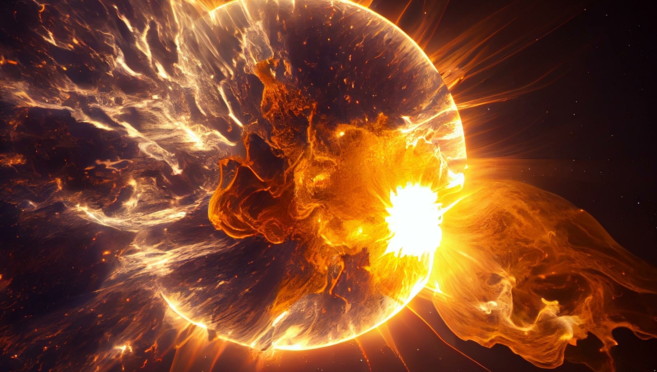 Des chercheurs de la Nasa envisagent que l’activité intense de notre Soleil pendant les premières années de notre Terre a pu aider la vie à apparaître sur notre Planète. Image générée par une IA. © Made, Adobe Stock