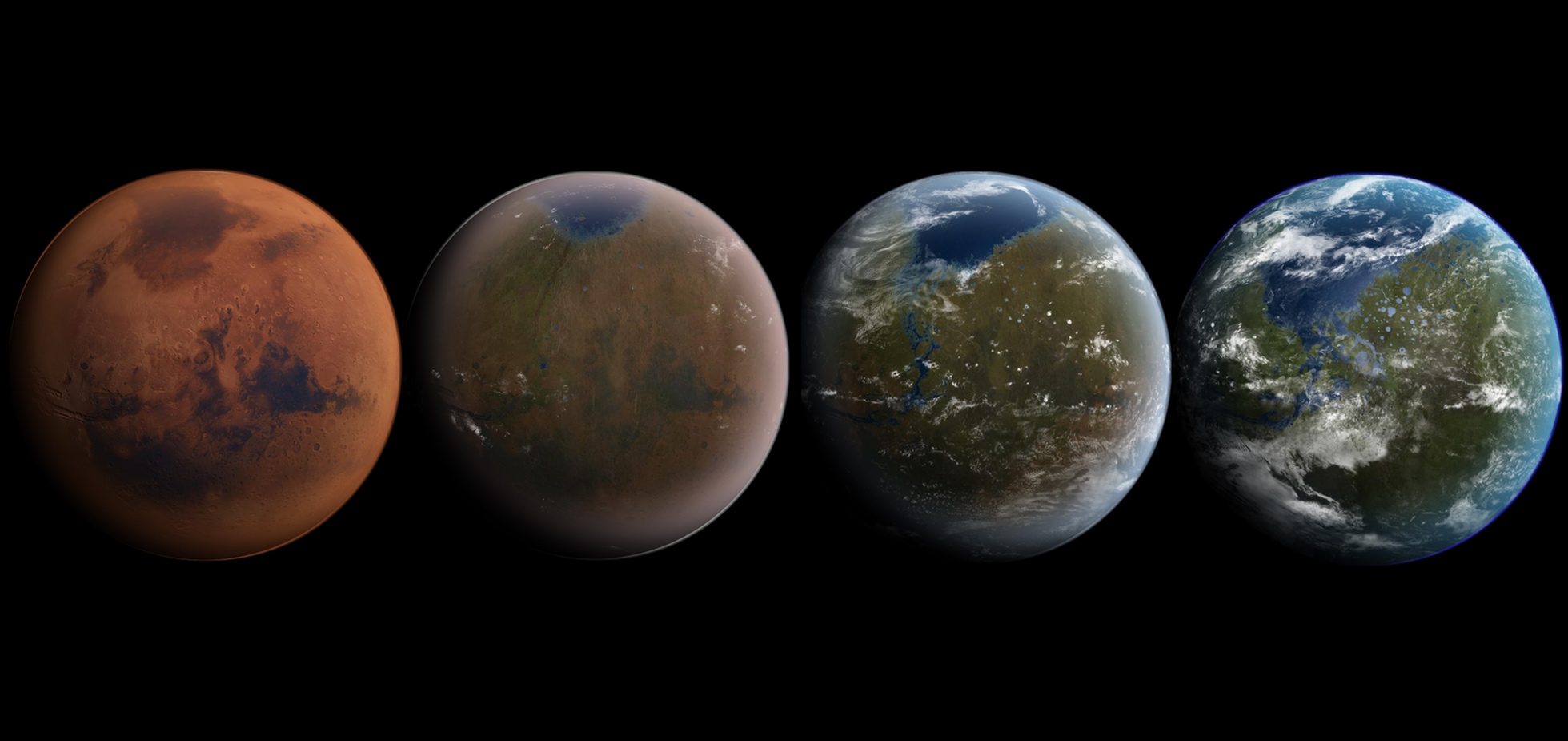 Illustration de Mars terraformée. © Wikimedia, CC by-sa 3.0