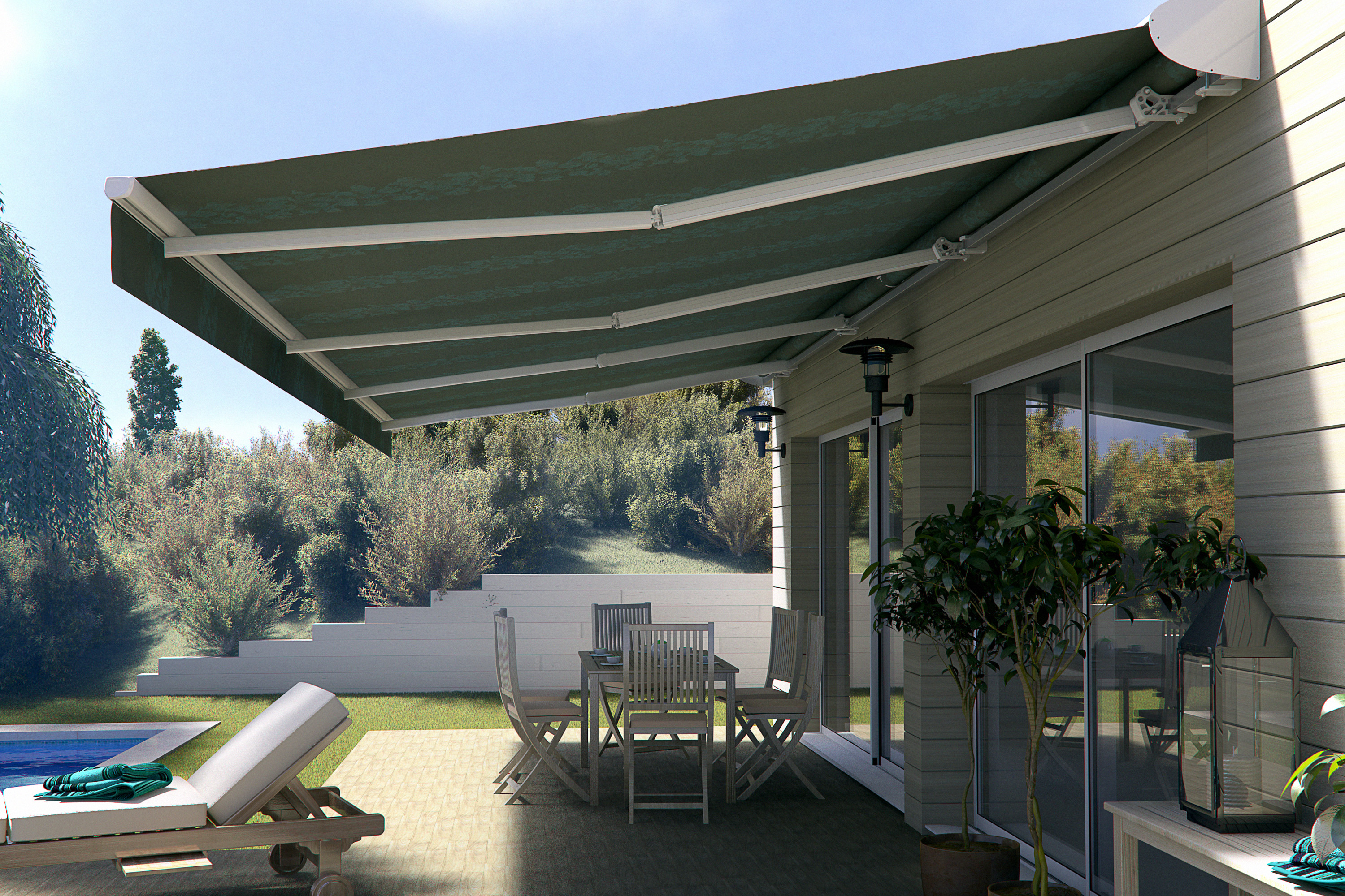Pour profiter pleinement d'une terrasse ou d'un balcon, le store banne est une protection solaire efficace. Sur mesure ou non, les différents modèles proposés par les fabricants répondent à tous les besoins et budget. © Almatic