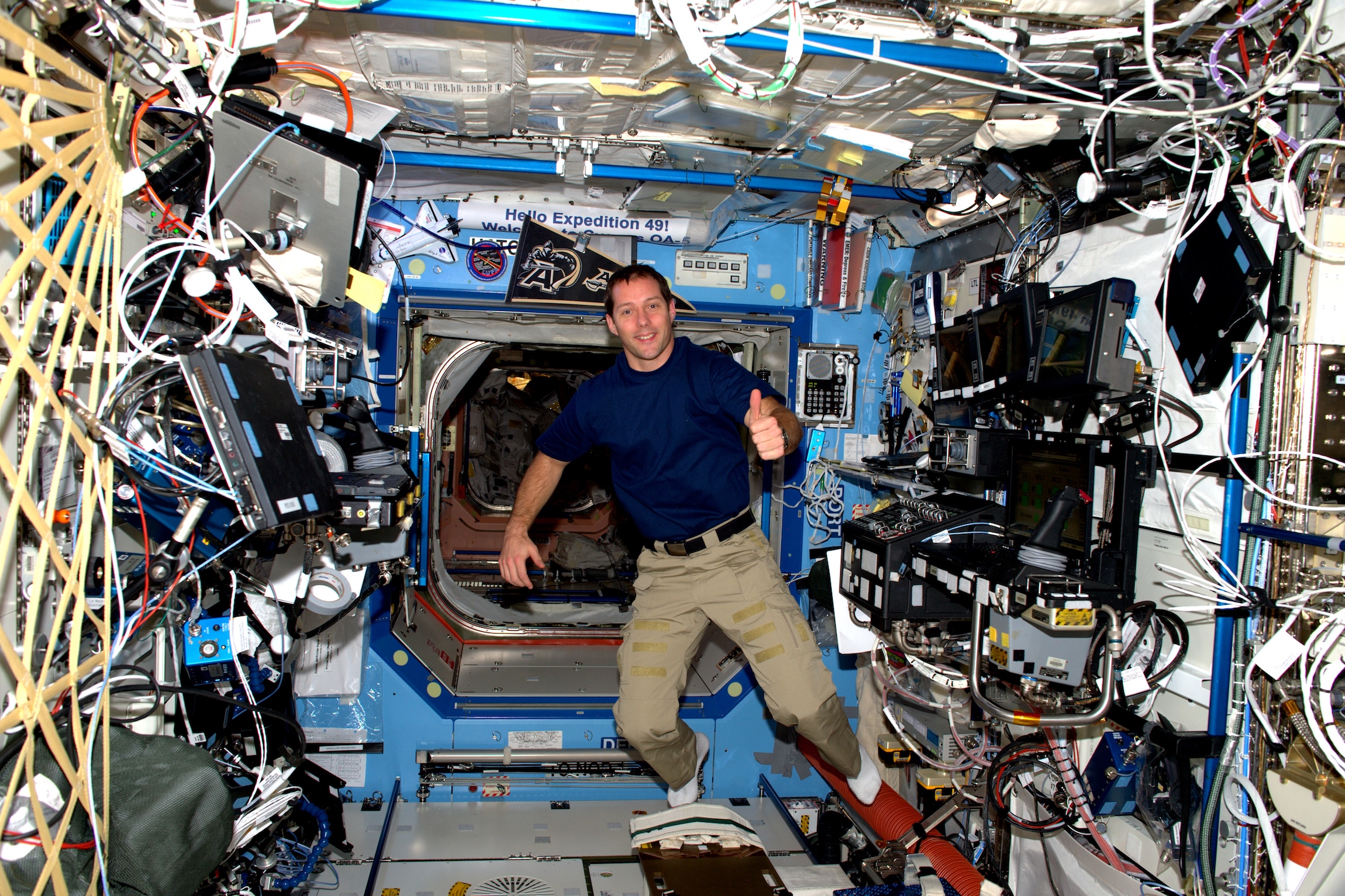 Thomas Pesquet à bord de la Station spatiale internationale. © Cnes