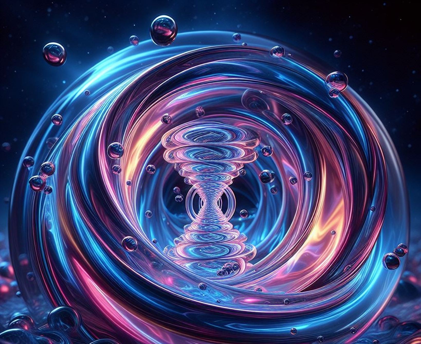 Une vue de l'IA d'un vortex quantique. © LS, IA BING Designer Microsoft Corporation    