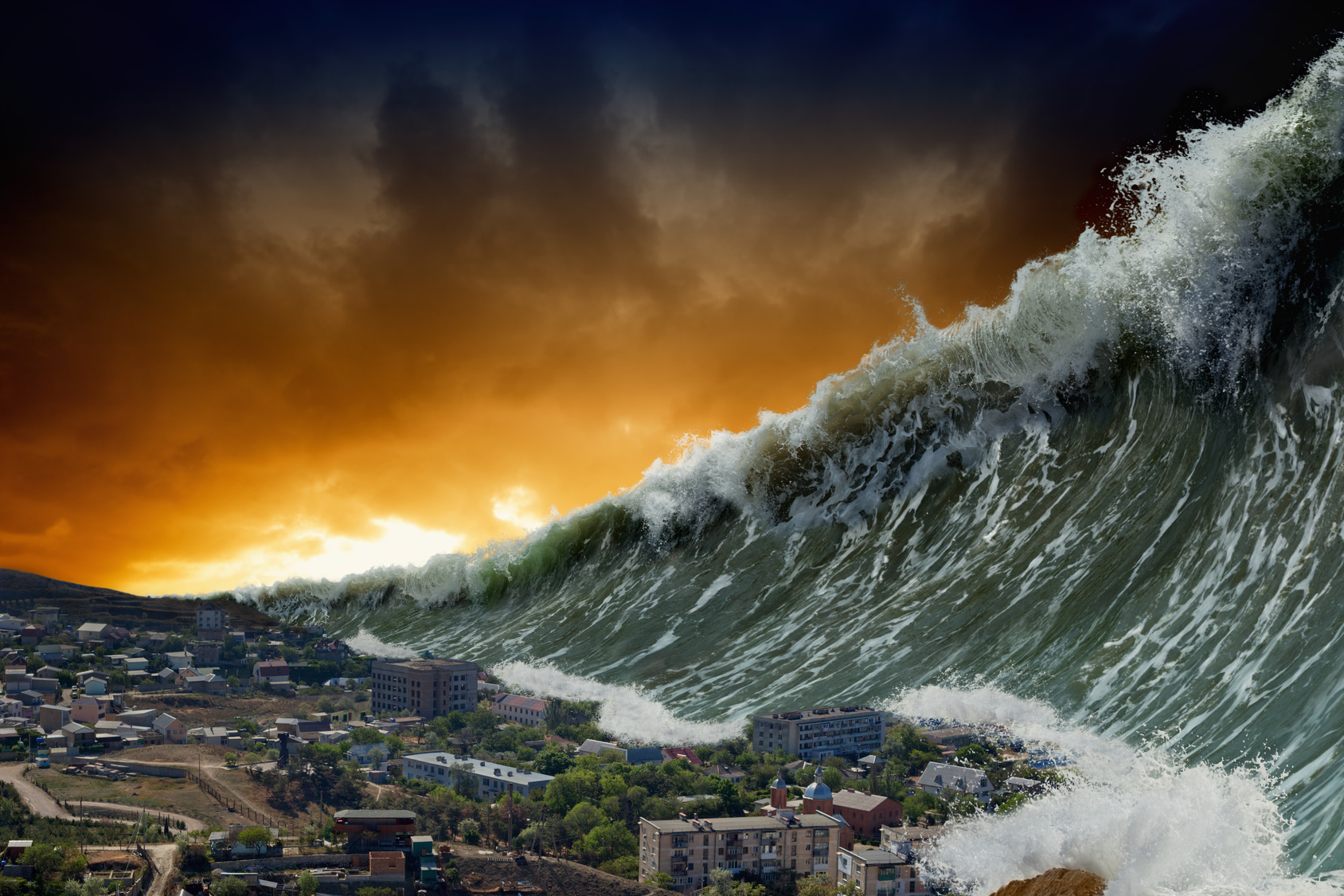 La prévision des tsunamis est-elle possible ? Ici, une vue d'artiste d'un tsunami géant. © Ig0rZh, Fotolia