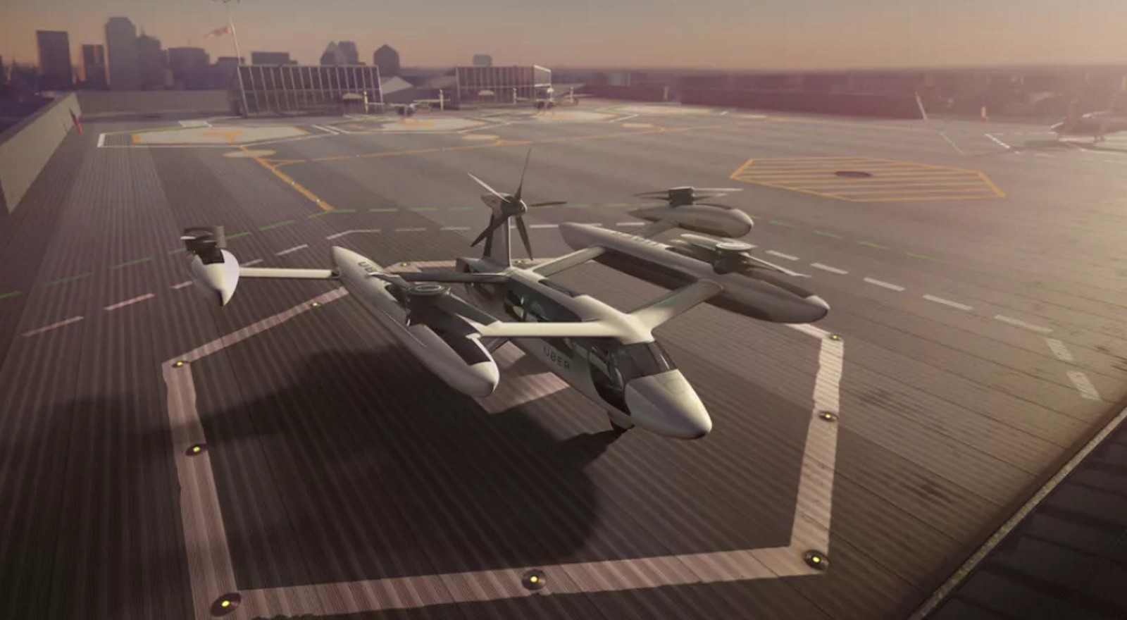 Uber Air compte faire voler des drones taxis à partir de plateformes baptisées « skyports » et situées sur des toits d'immeubles. C'est à partir de ces plateformes que les drones livreurs de repas devraient décoller. © Uber