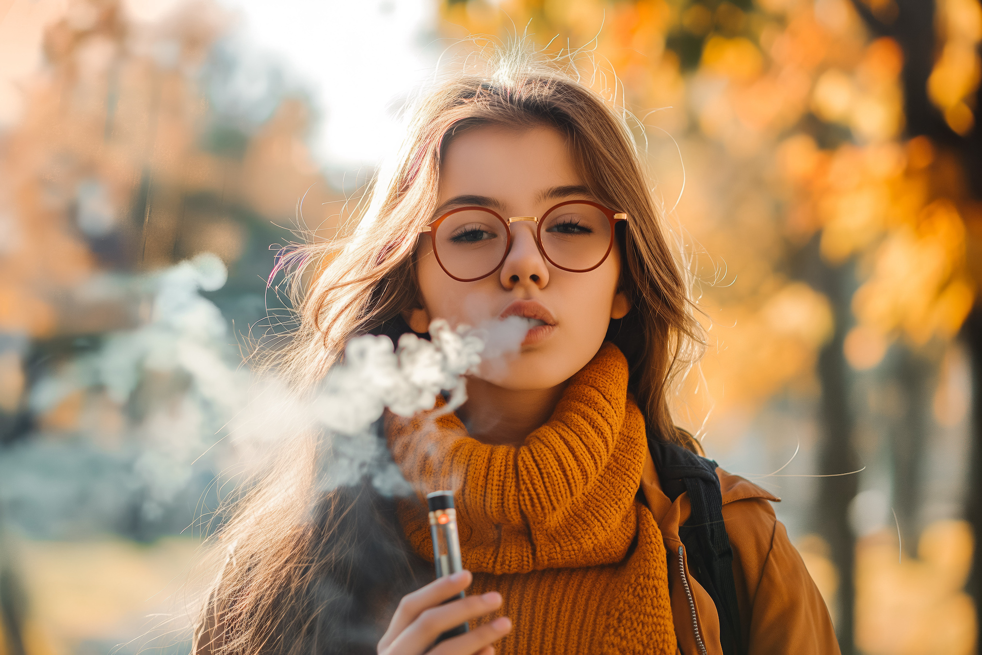 15 ans : c’est l’âge moyen du premier vapotage en France. Entre 2017 et 2022, l’usage quotidien a été multiplié par six chez les jeunes filles. © VisualProduction, Adobe Stock (image générée avec IA)