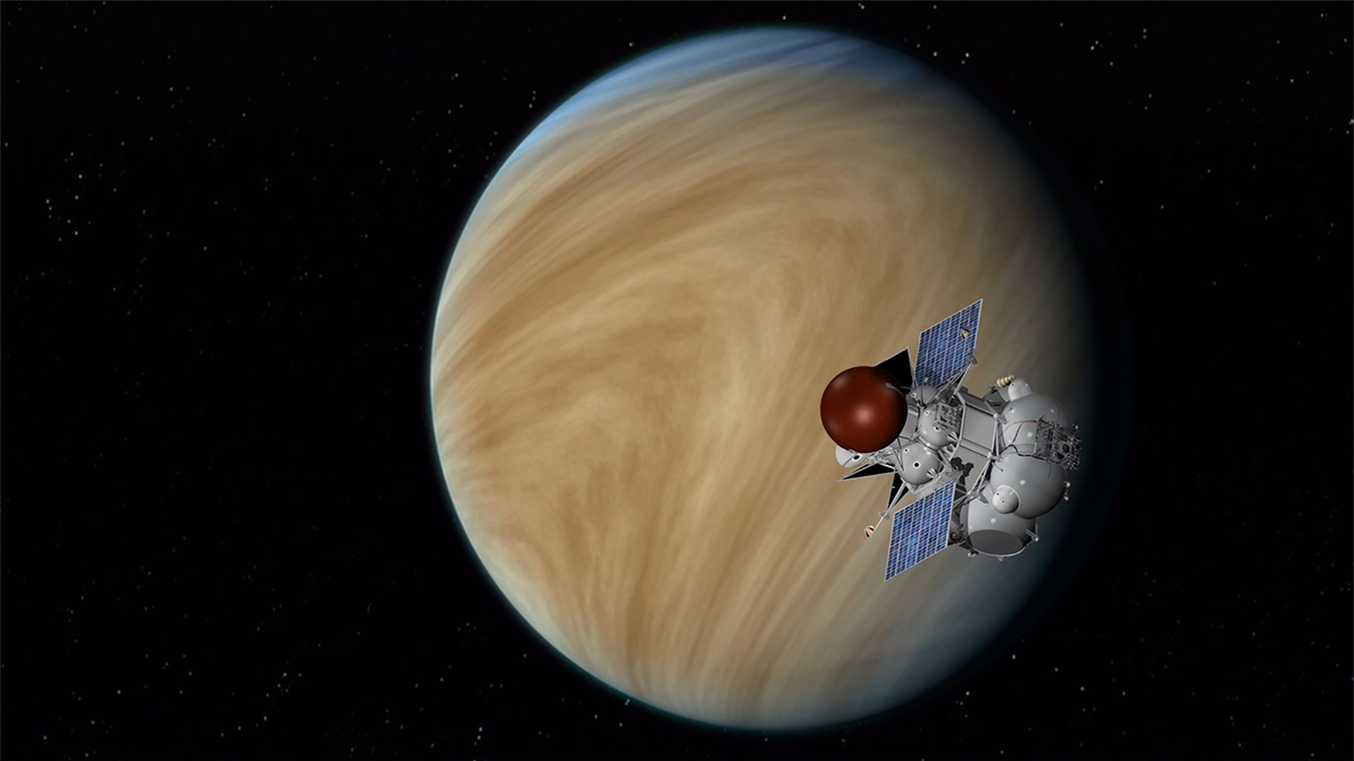 La planète Vénus et une vue d'artiste de la mission Venera-D. @ JPL, Nasa