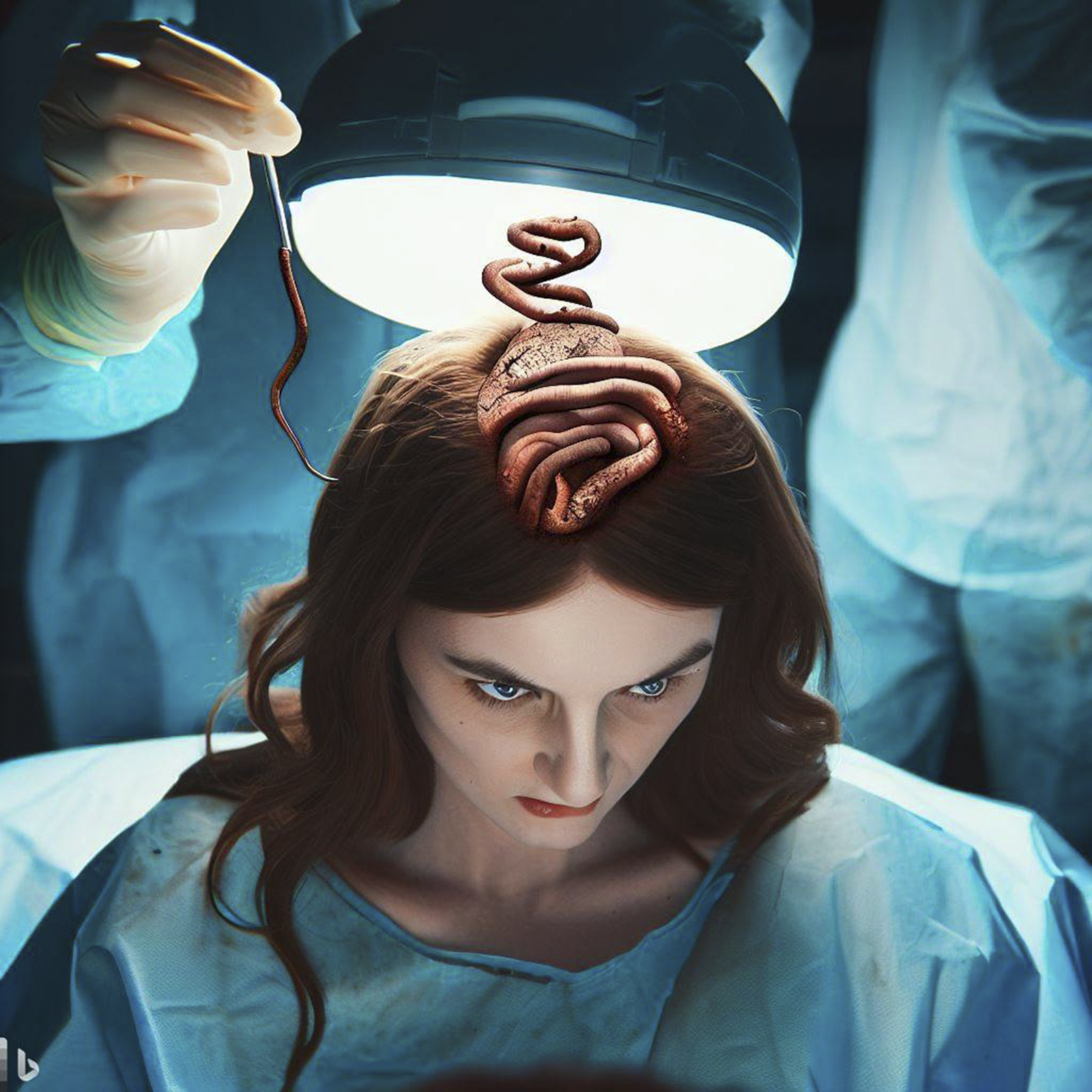 Le ver retrouvé dans le cerveau de cette patiente infecte habituellement les pythons. © Bing Image Creator