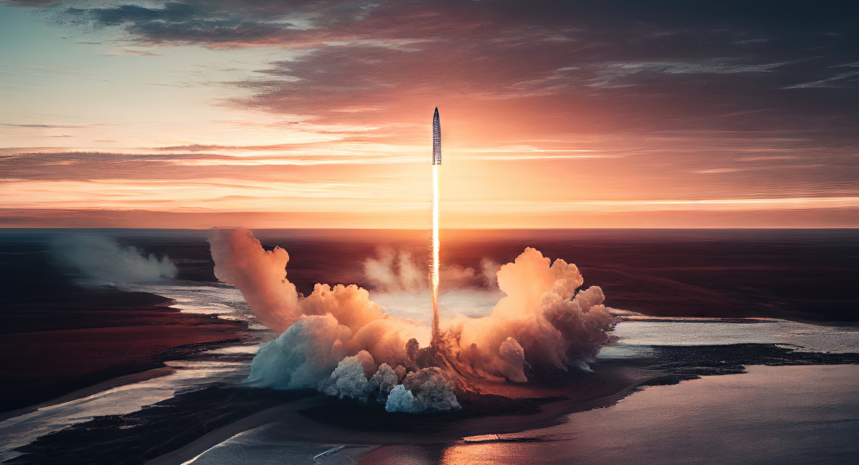 Image générée par une IA d'un décollage d'une fusée. © GustavsMD, Adobe Stock 