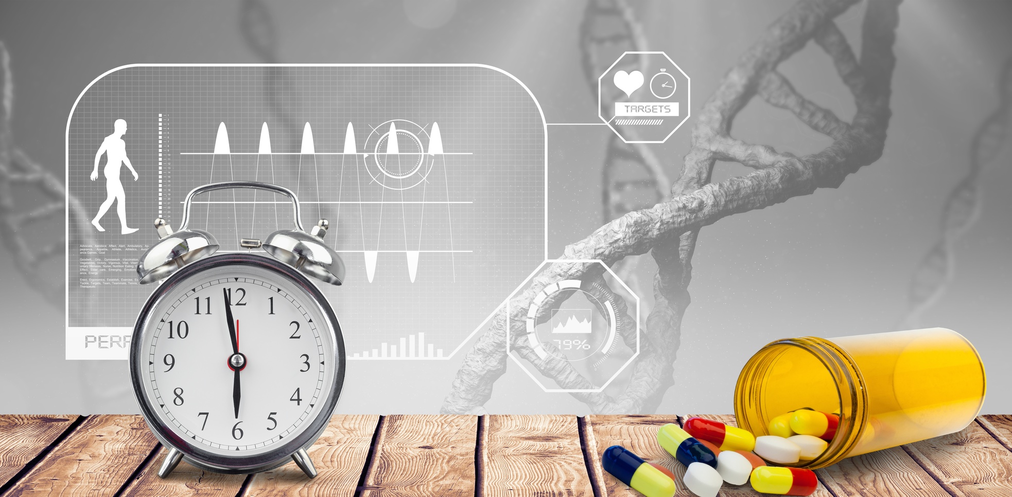 Une horloge avec des médicaments. © vectorfusionart, Fotolia
