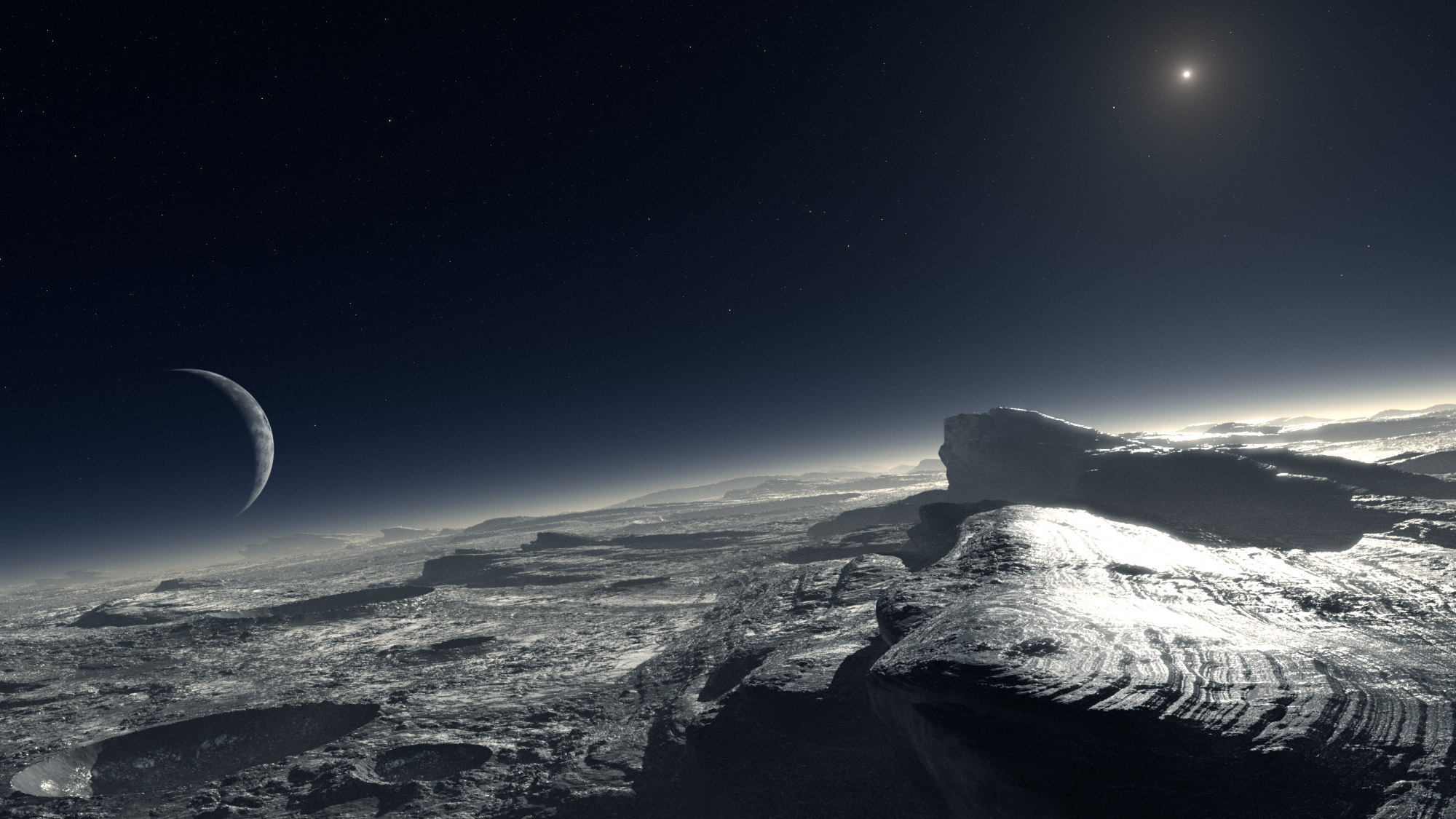 Vue d'artiste de&nbsp;Pluton. © ESO, L. Calçada