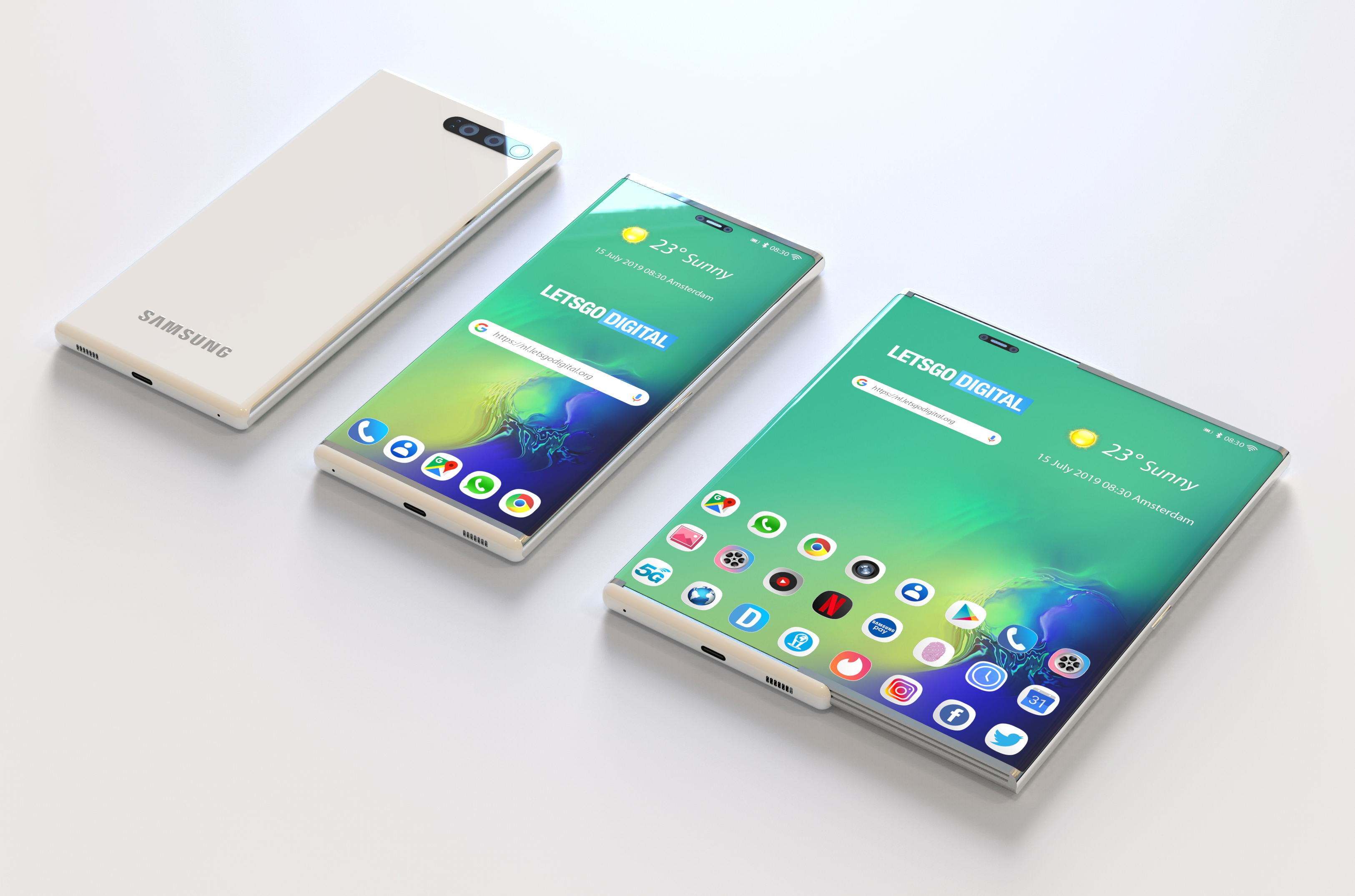 Samsung a également le projet de lancer un smartphone donc l'écran coulisse pour étendre sa surface d'affichage. © LetsGo Digital