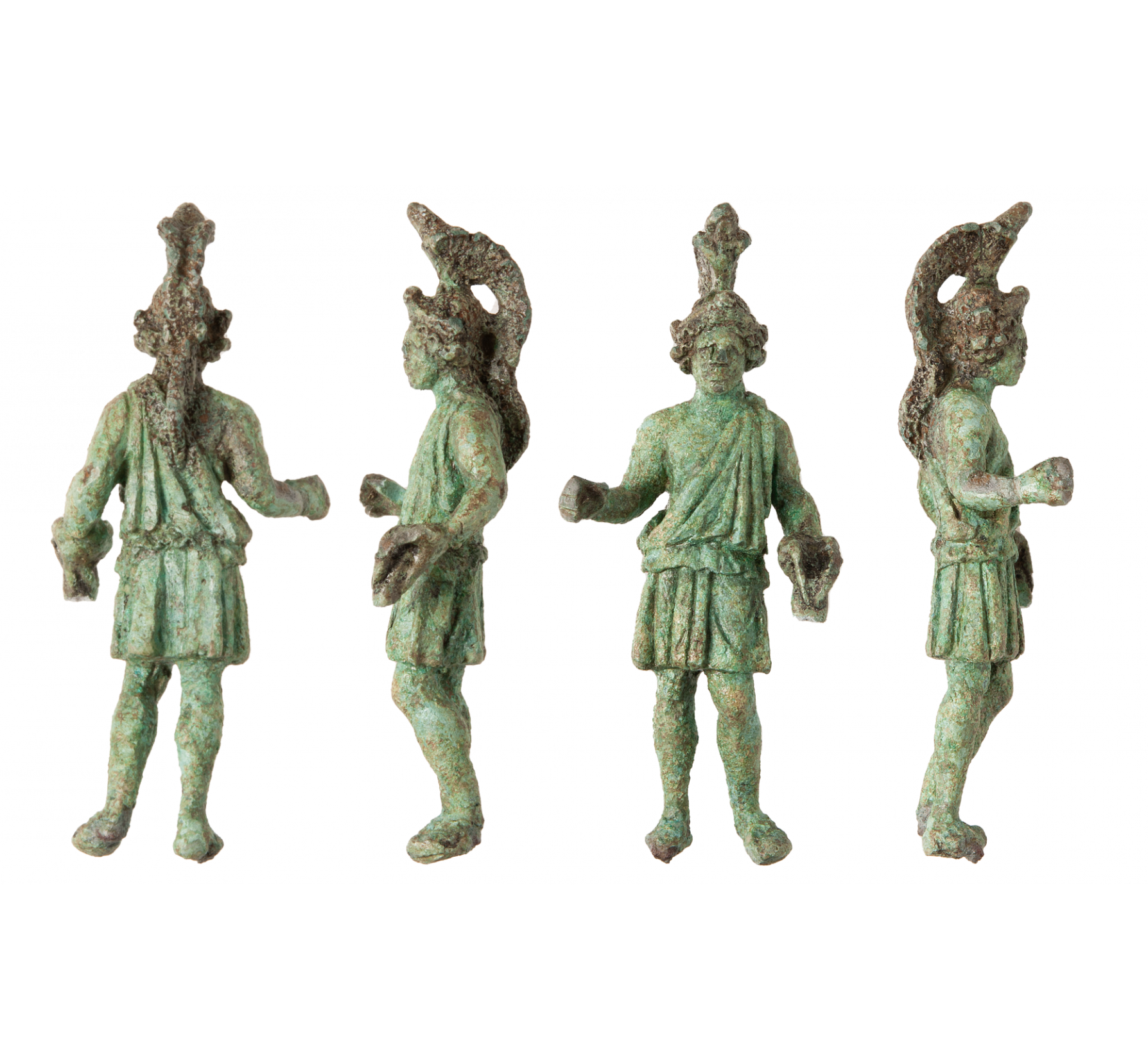 Une statuette en bronze datant de l'époque gallo-romaine a été découverte près de Rennes et représenterait le dieu Mars. © Emmanuelle Collado, Inrap