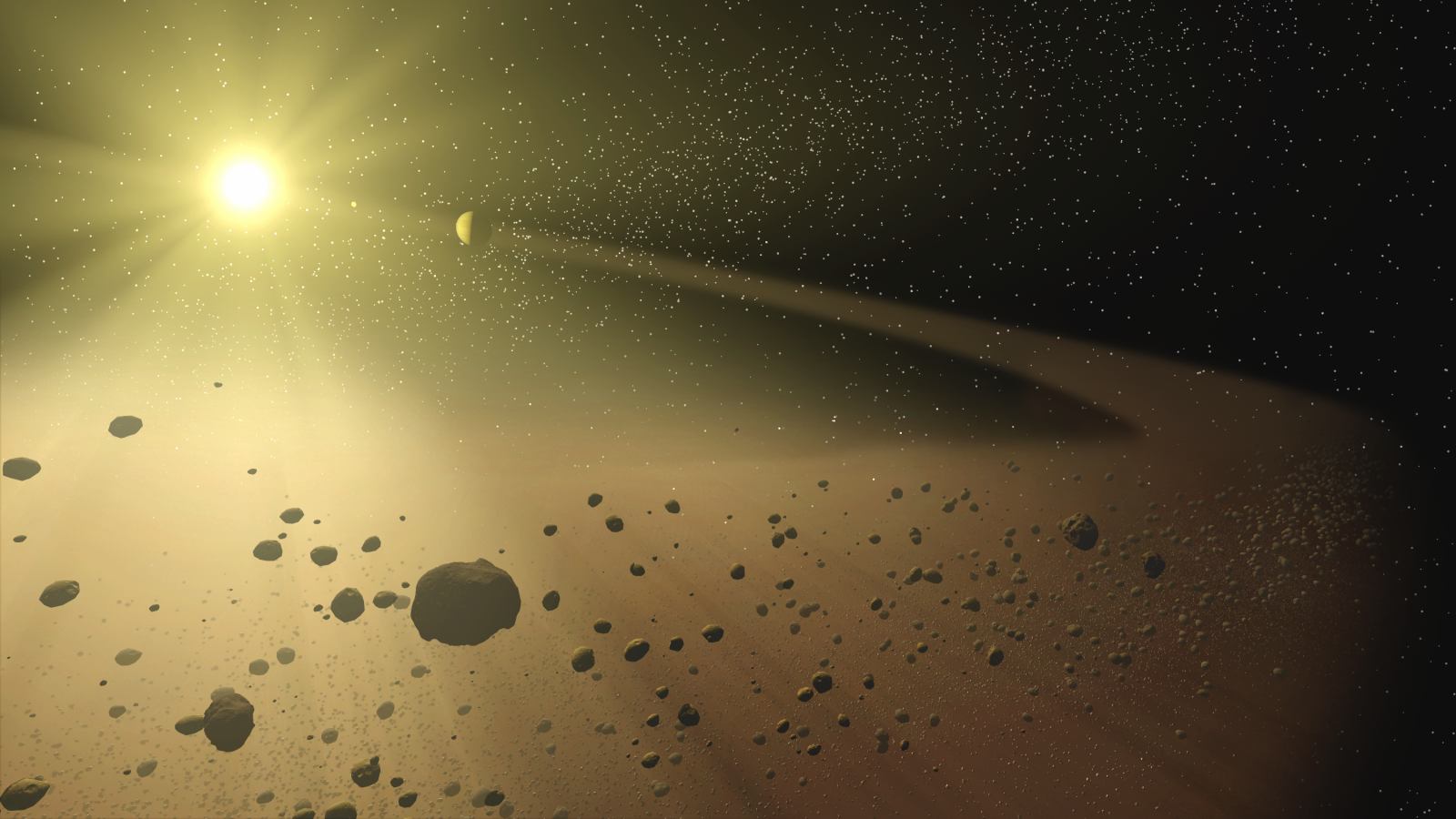 Sans les planètes géantes et gazeuses, les rocheuses proches de l’étoile-parent subiraient des collisions avec des planétésimaux durant plusieurs centaines de millions d’années, voire des milliards d’années, selon des simulations. © Nasa, JPL-Caltech, T. Pyle (SSC)