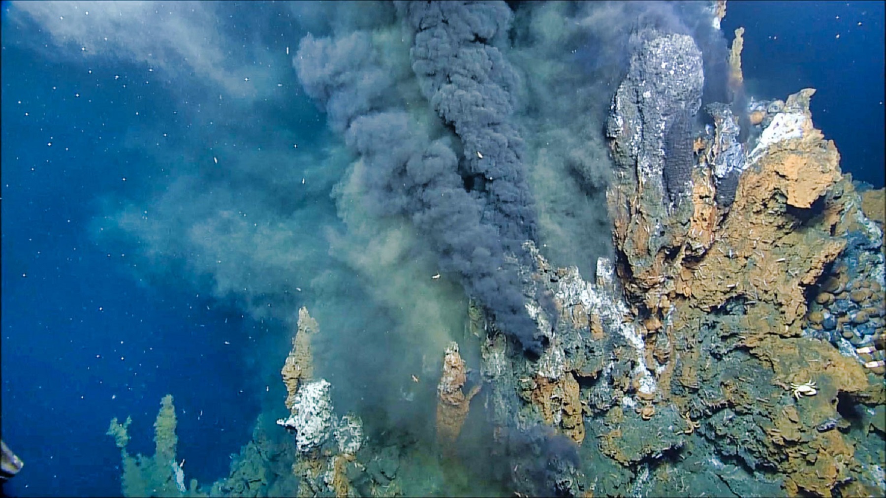 Les amas sulfurés se forment au niveau des sources hydrothermales, au fond de l'océan © USGS, domaine public