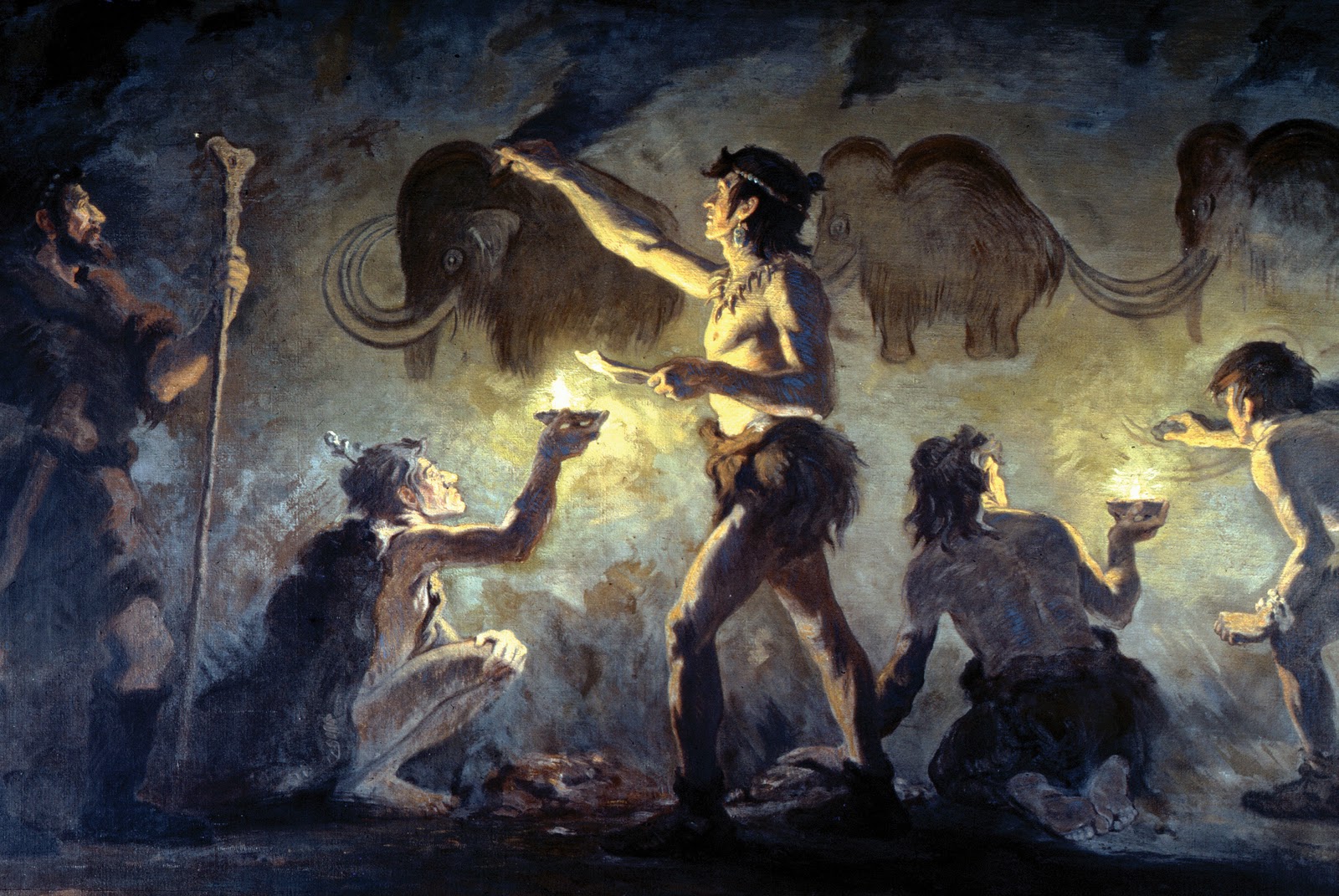 Représentation d'artistes de la préhistoire dans la grotte de Font-de-Gaume. © Charles Robert Knight, Wikimedia Commons, domaine public