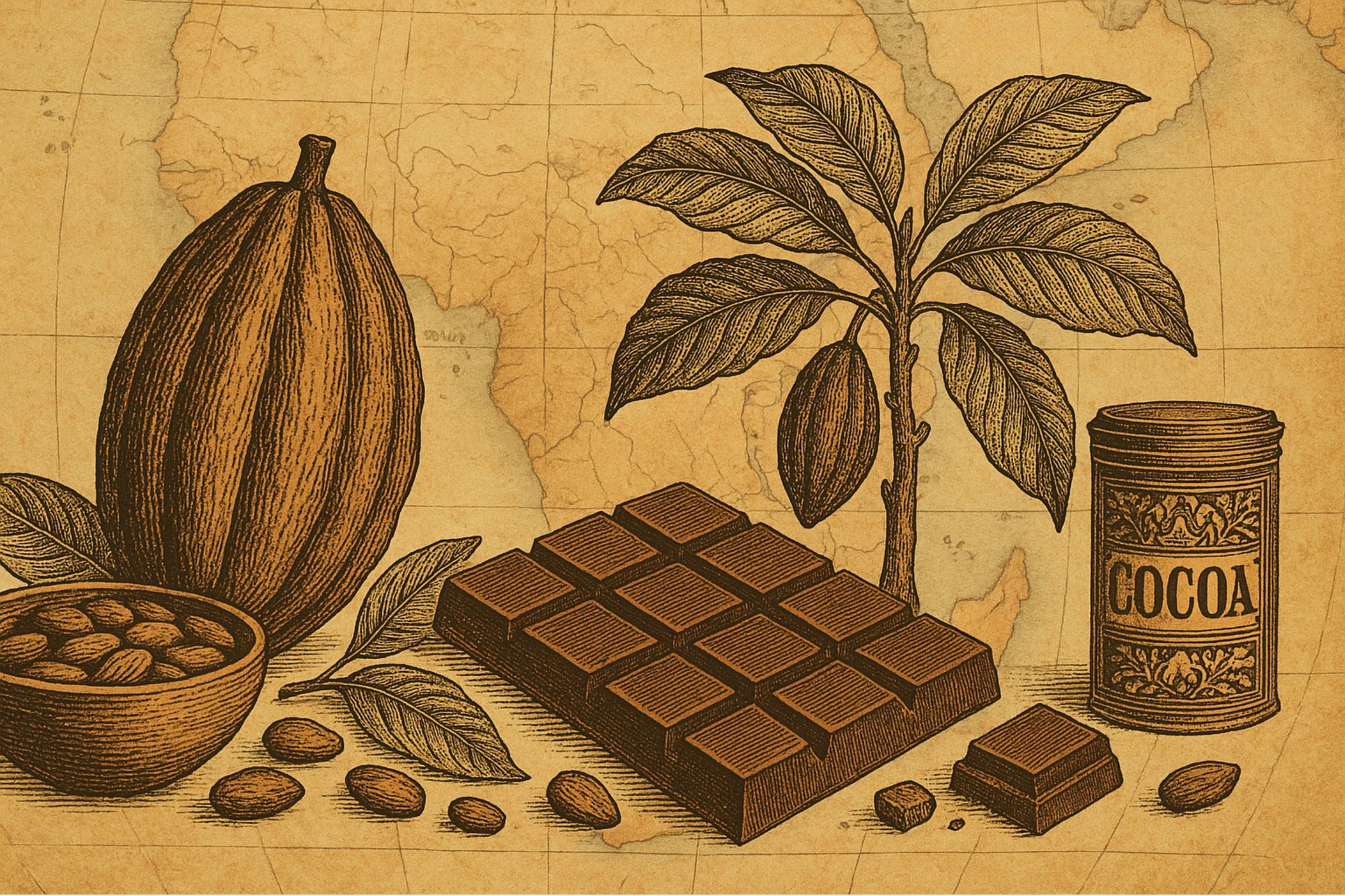 Chaque année, nous consommons en moyenne plus de 7 kilos de chocolat par personne. Un chiffre impressionnant… mais qui contraste avec notre méconnaissance de sa fabrication. © AI, avec ChatGPT